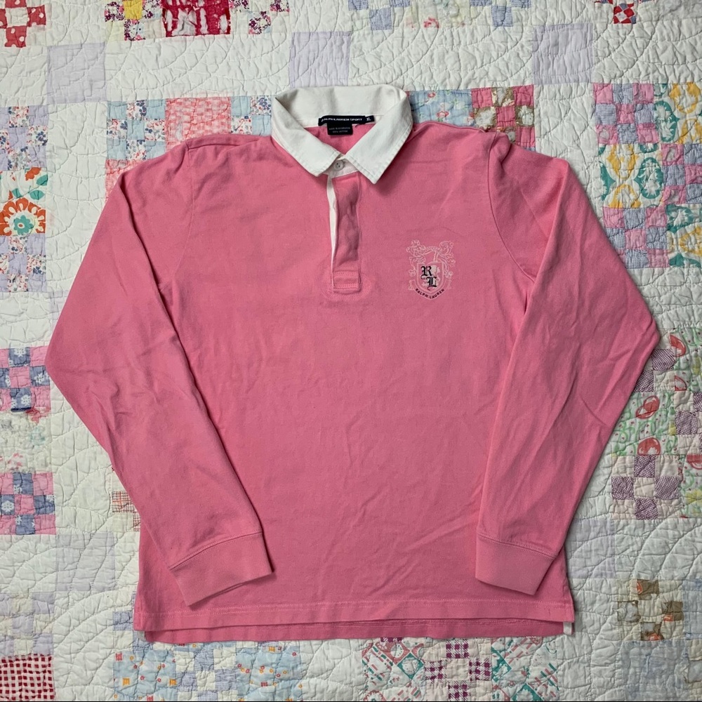 VINTAGE 00s POLO RALPH LAUREN PINK RUGBY SHIRT